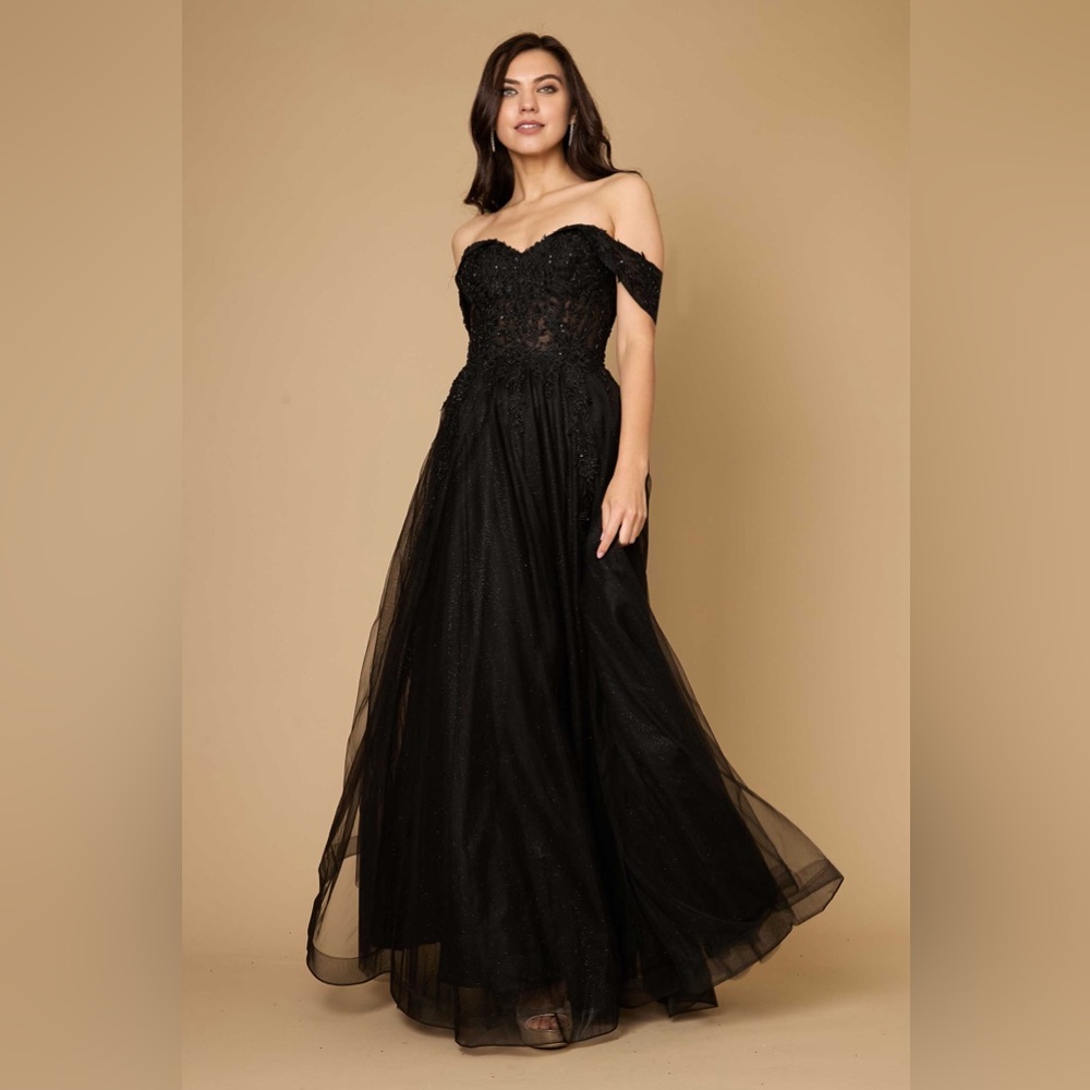 3x- Dylan & Davids Long Off Shoulder Corset Formal Dress
